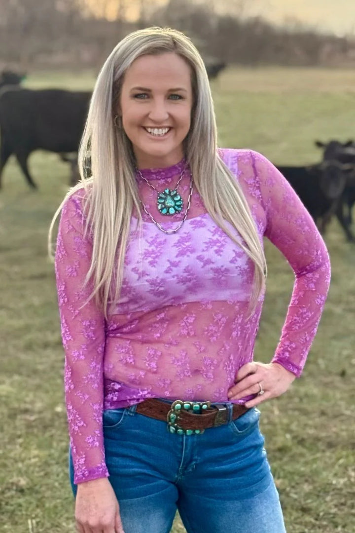 Sterling Kreek Purple Skies Lace Top