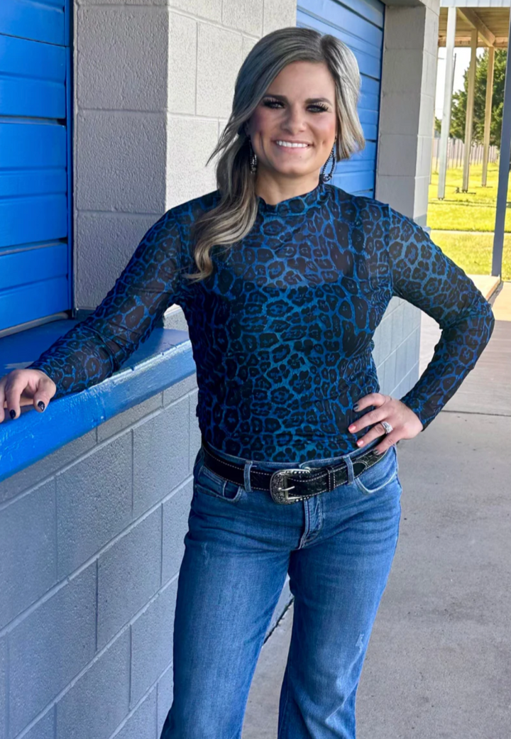 Sterling Kreek Sideline Spirit Blue Mesh Top