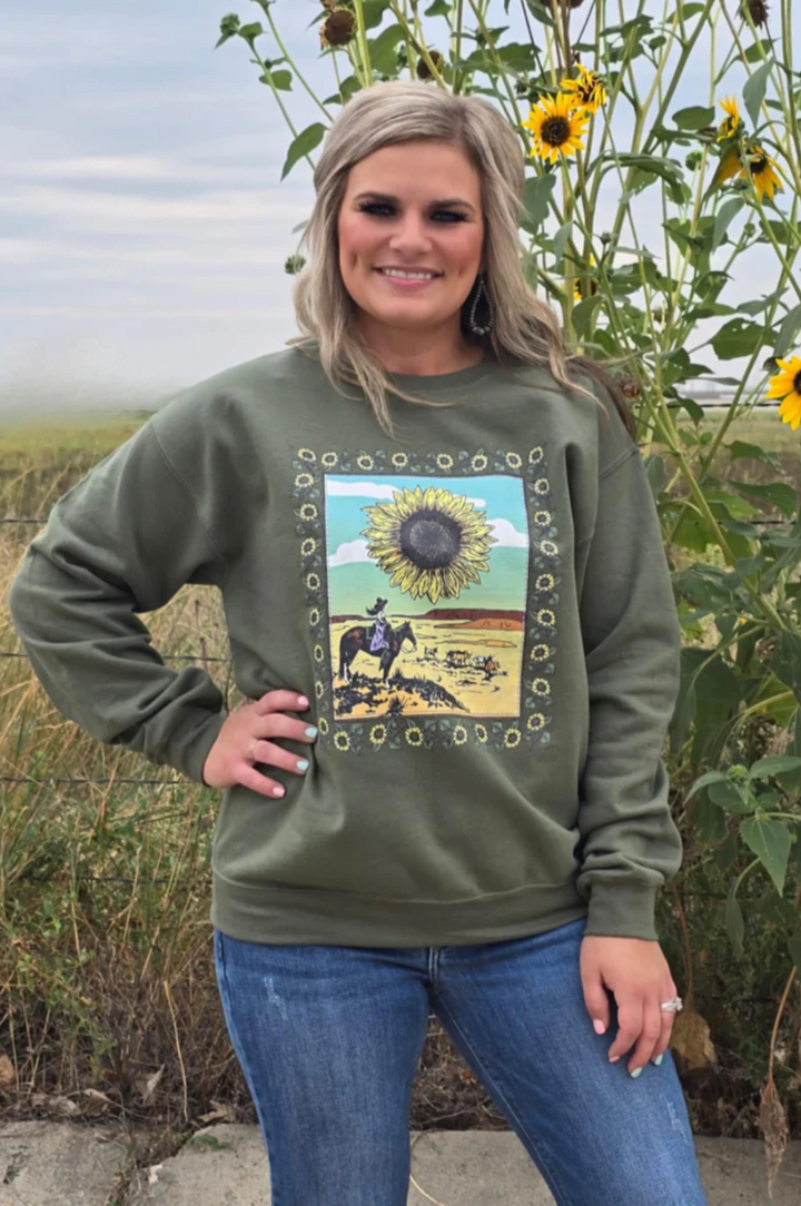 Sterling Kreek Sunflowers In The Draw Sweater
