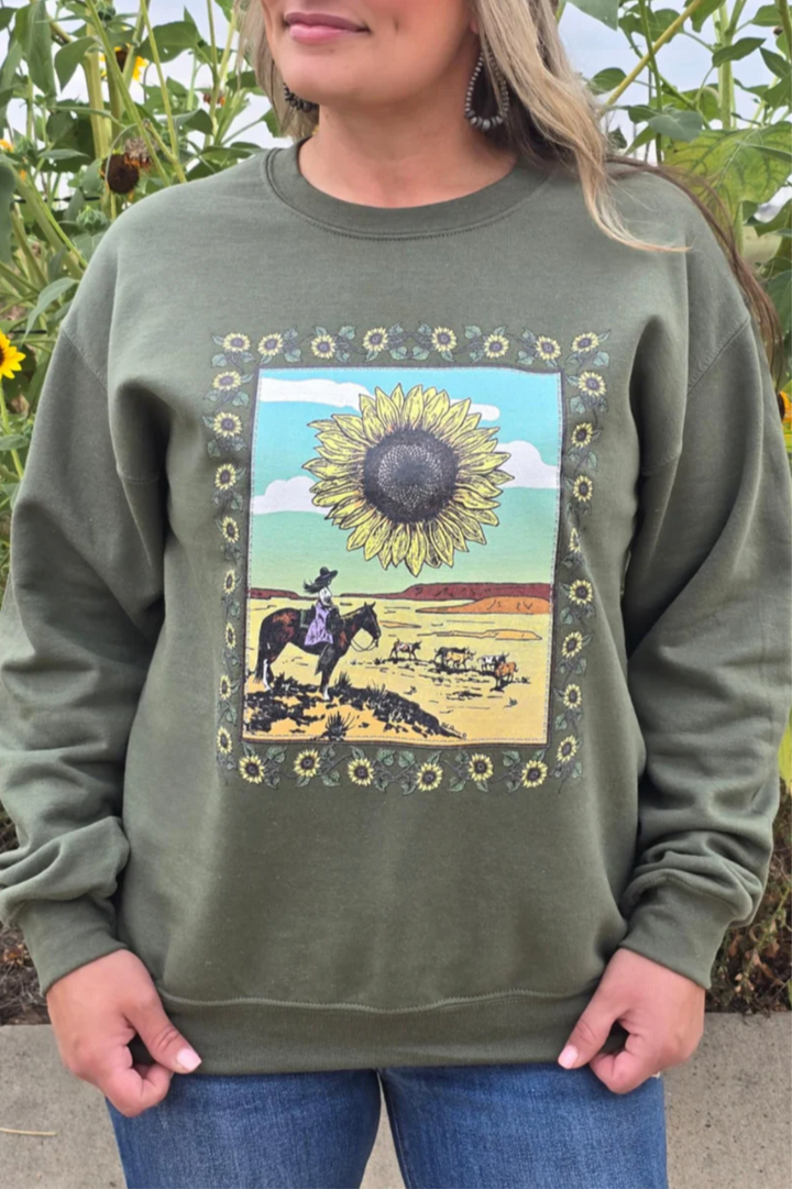 Sterling Kreek Sunflowers In The Draw Sweater