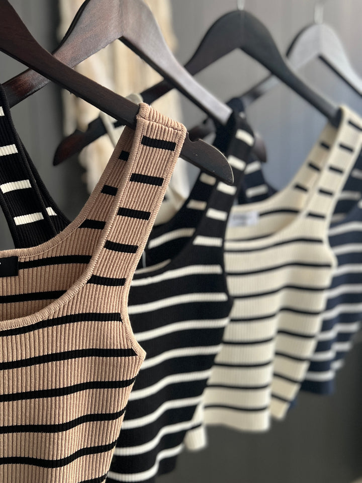 Striped Ribbed Cropped Tank - 4 Colors*