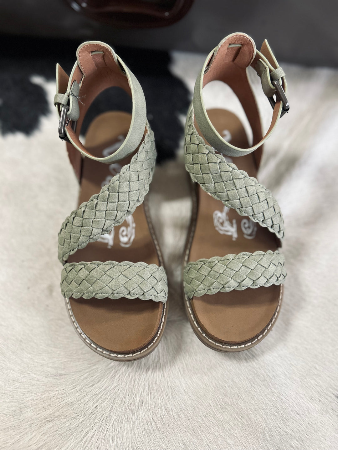 Sylvie Sage Braided Strap Sandals*