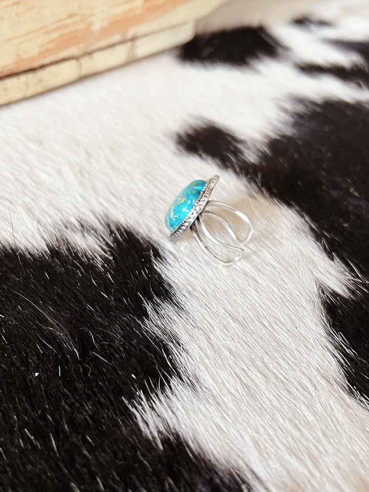 Turquoise Heart Gemstone Adjustable Ring | gussieduponline