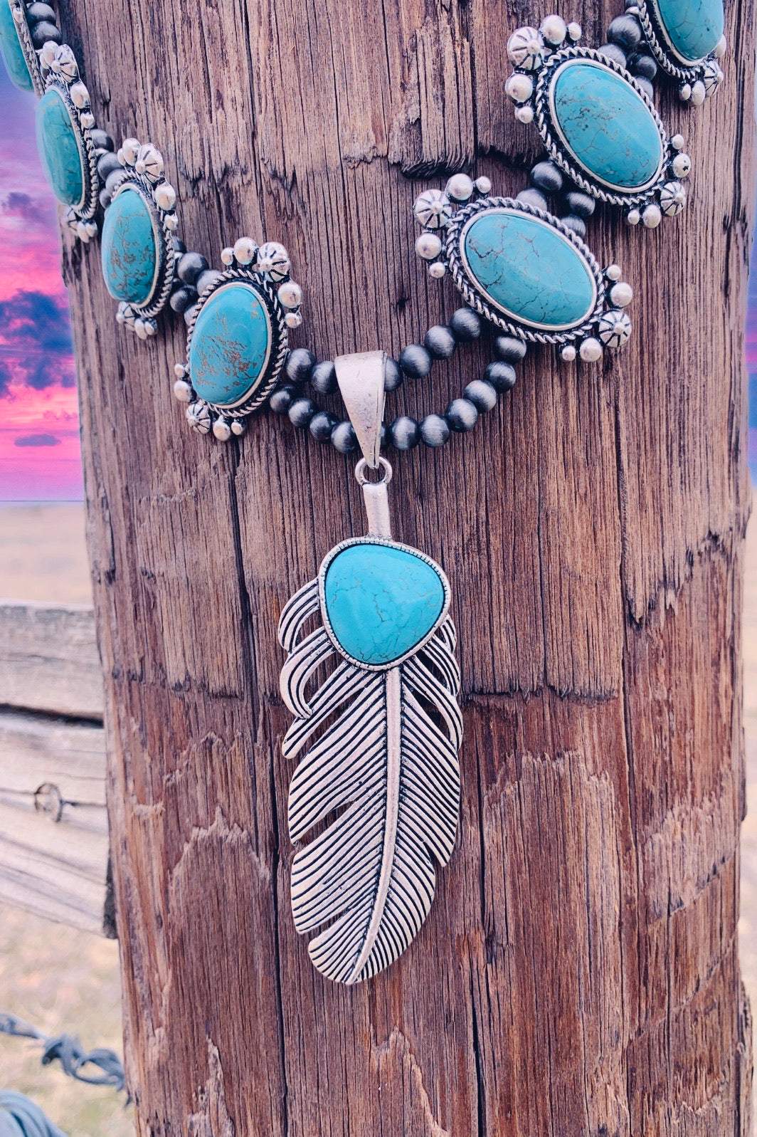 Turquoise Tanager Feather Necklace | gussieduponline