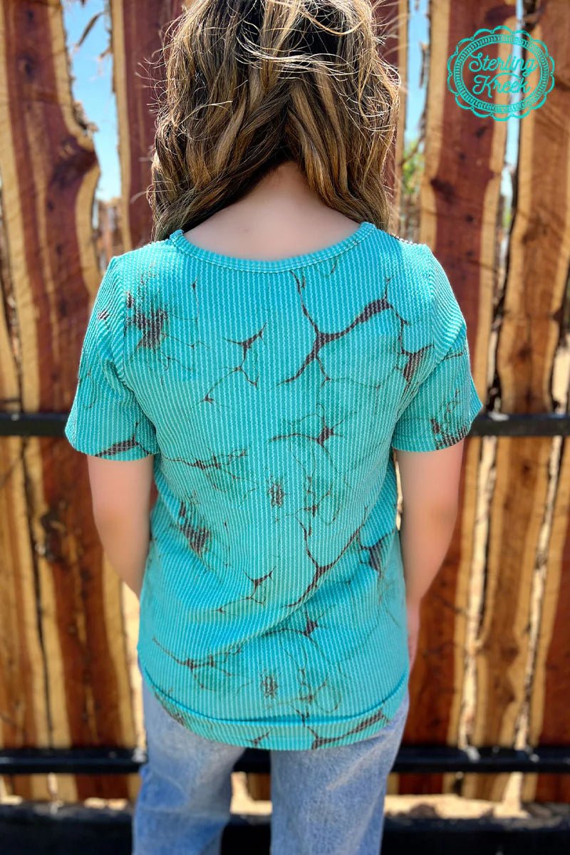 Sterling Kreek Turquoise Herd V-Neck Top | gussieduponline
