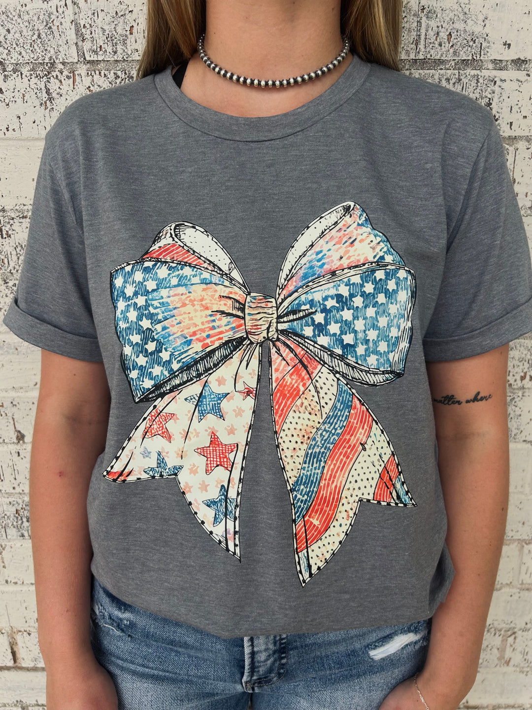 US Flag Bow Graphic Tee*