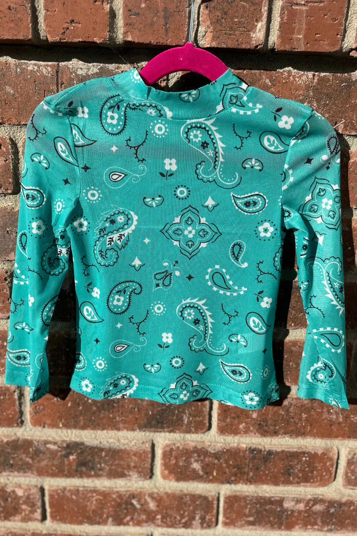 KIDS Sterling Kreek Bandana Babe Turquoise Mesh Top