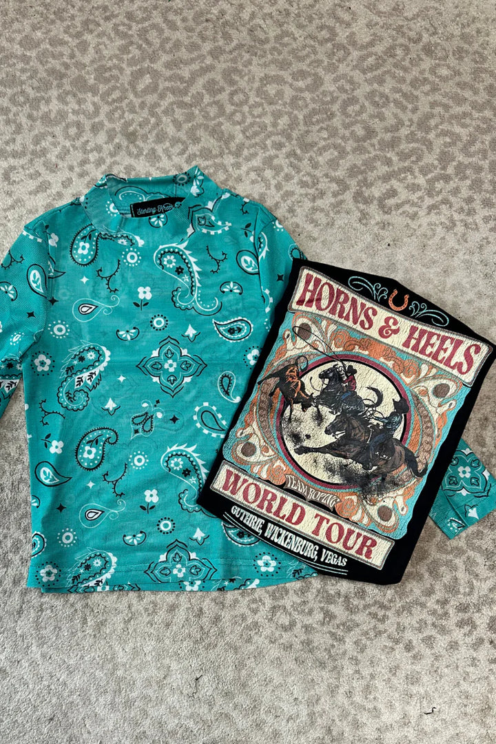 KIDS Sterling Kreek Bandana Babe Turquoise Mesh Top