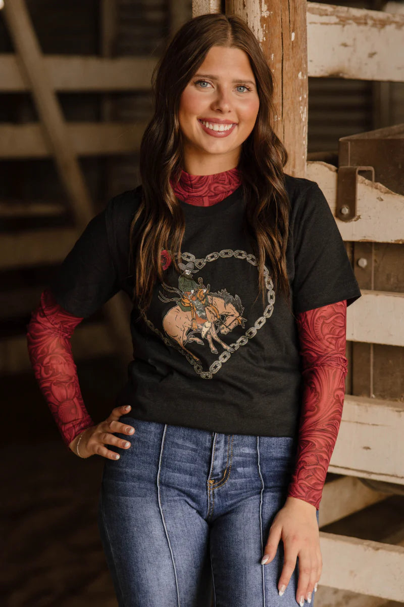 Sterling Kreek Tooled In Red Mesh Top