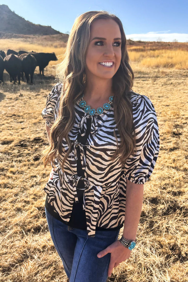 Sterling Kreek Cowgirl Safari Tie Top