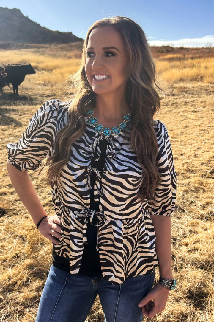 Sterling Kreek Cowgirl Safari Tie Top