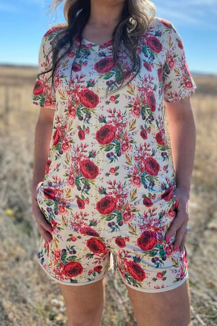 Sterling Kreek Porcelain Petals V Neck Top