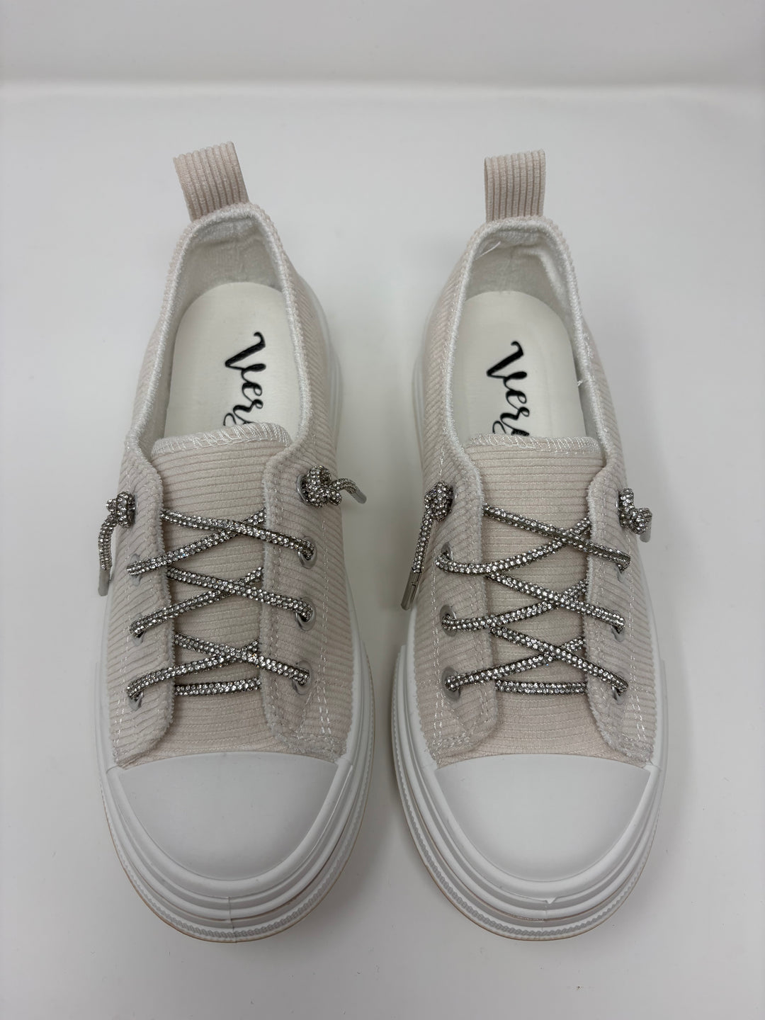 Very G Cream Corduroy Sparkle Sneakers