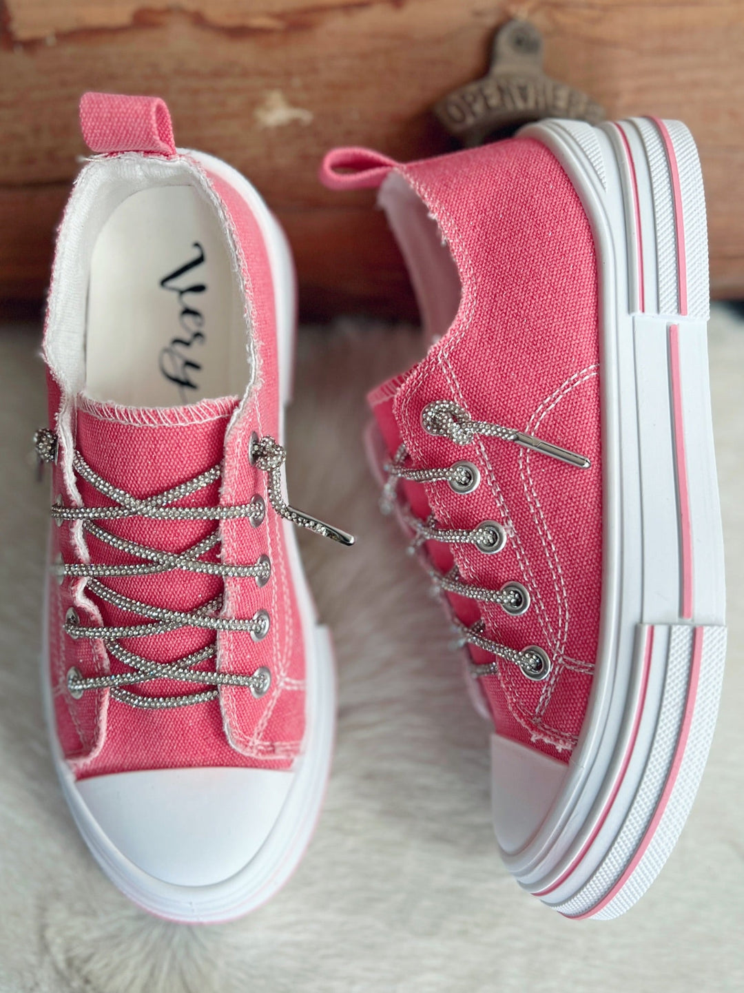 Very G Pink Subtle Sparkle Sneakers | gussieduponline