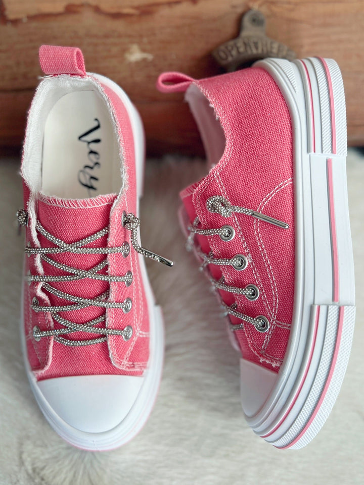 Very G Pink Subtle Sparkle Sneakers | gussieduponline
