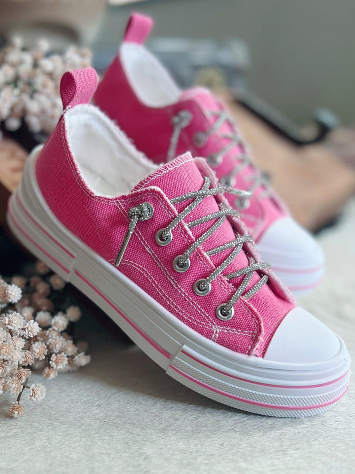 Very G Pink Subtle Sparkle Sneakers | gussieduponline