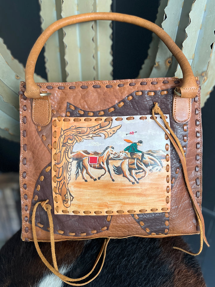 Vintage Hand Painted Leather Bag