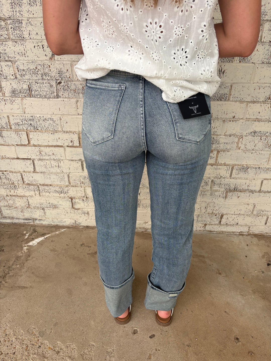 Vintage Stone Wash High Rise Distressed Cuffed Boyfriend Jeans*