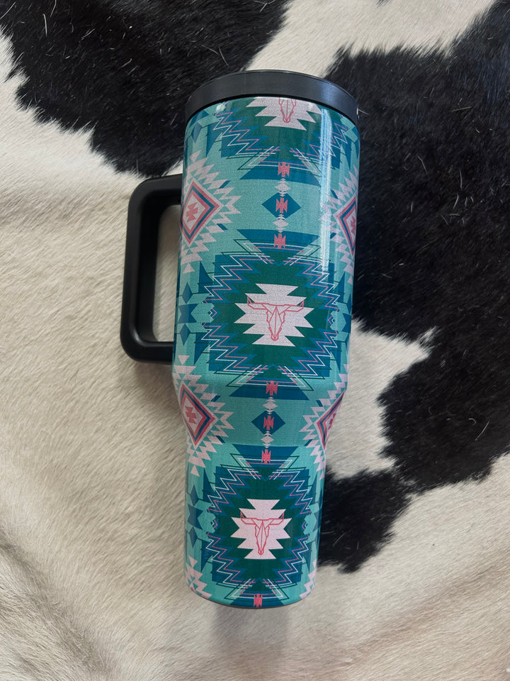 Western Print 40 oz. Tumblers w/Handle- 7 designs*