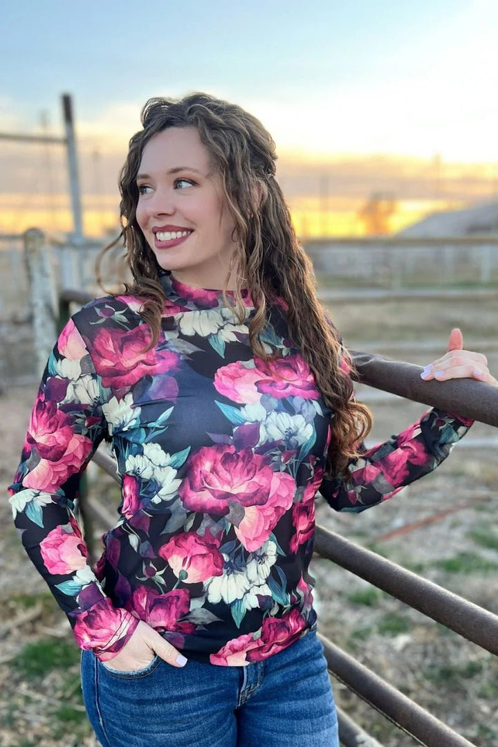 Sterling Kreek Where Flowers Bloom Mesh Top | gussieduponline