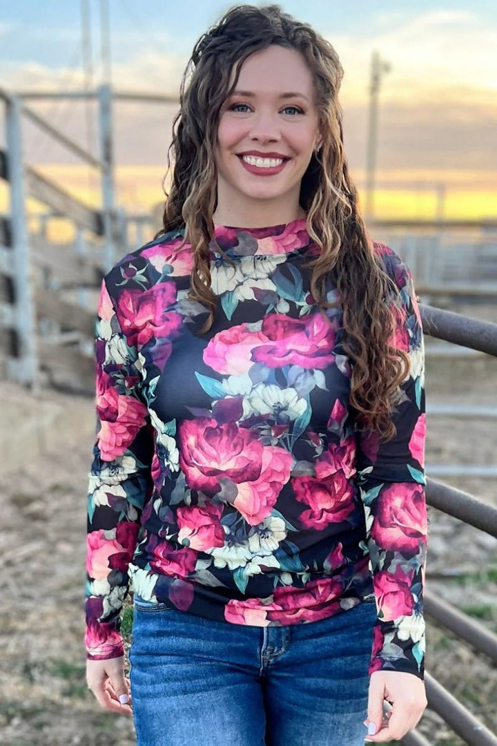 Sterling Kreek Where Flowers Bloom Mesh Top | gussieduponline