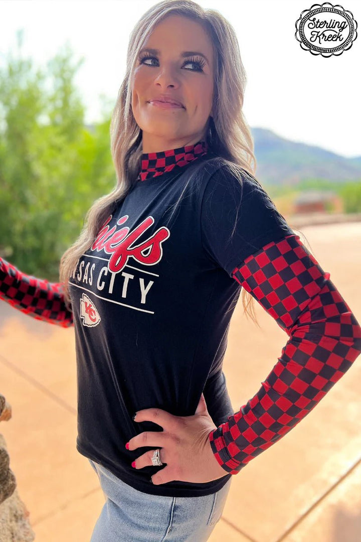 Sterling Kreek Pep Rally Red & Black Mesh Top | gussieduponline