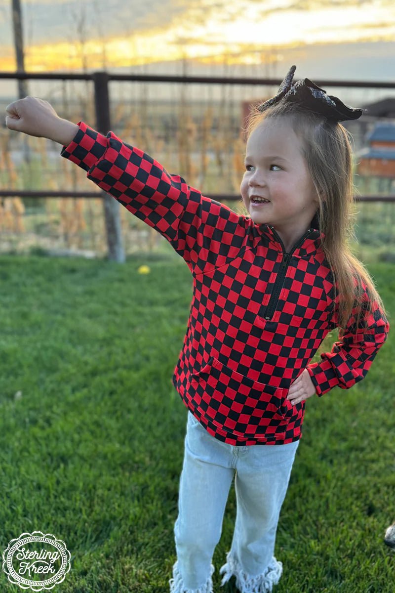 KIDS Mini Red & Black Pep Rally Pullover | gussieduponline