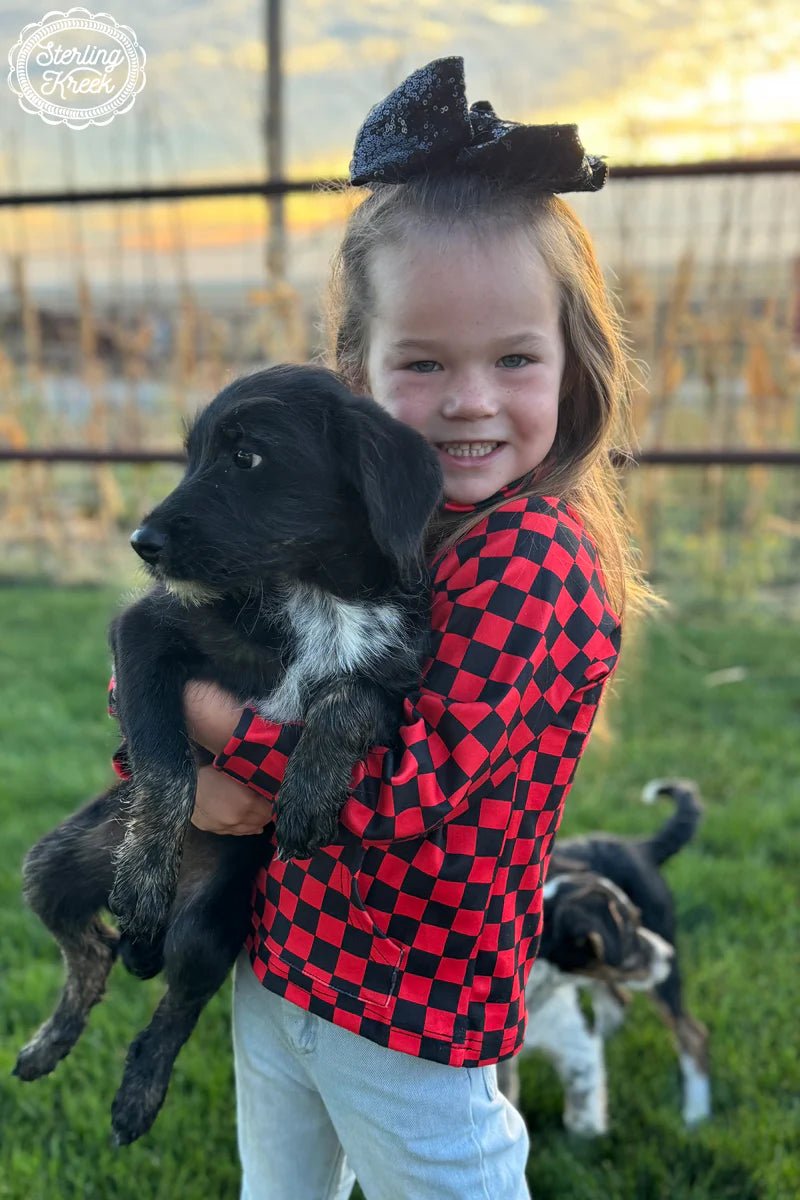 KIDS Mini Red & Black Pep Rally Pullover | gussieduponline