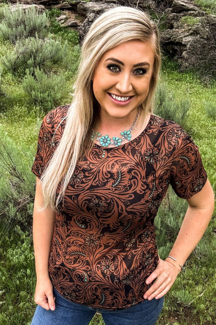 Sterling Kreek Keep It Western Mesh Top