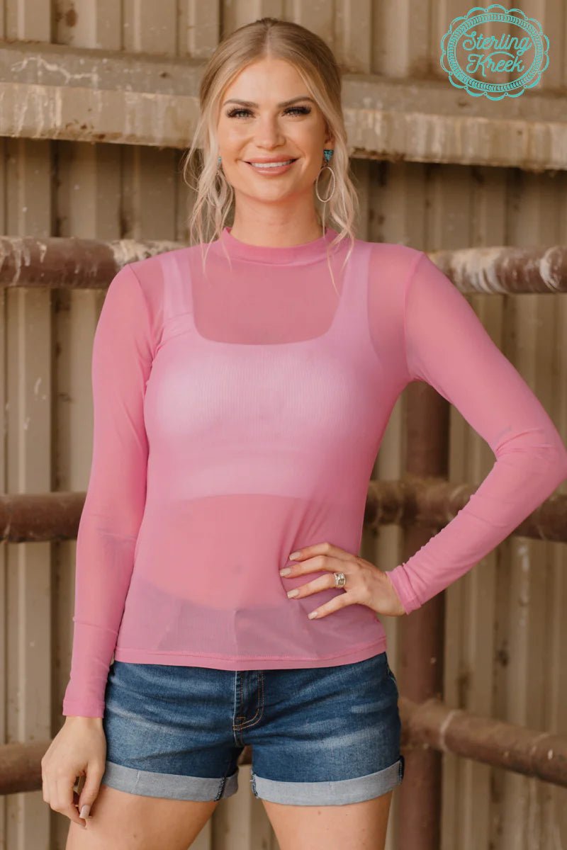 Sterling Kreek Light Pink Meshed Out Top | gussieduponline
