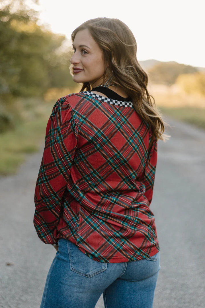 Sterling Kreek Merry & Checked Top*