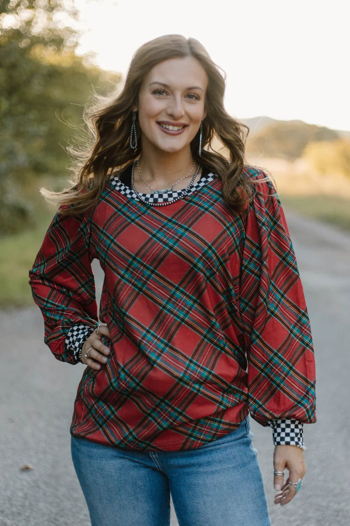 Sterling Kreek Merry & Checked Top*