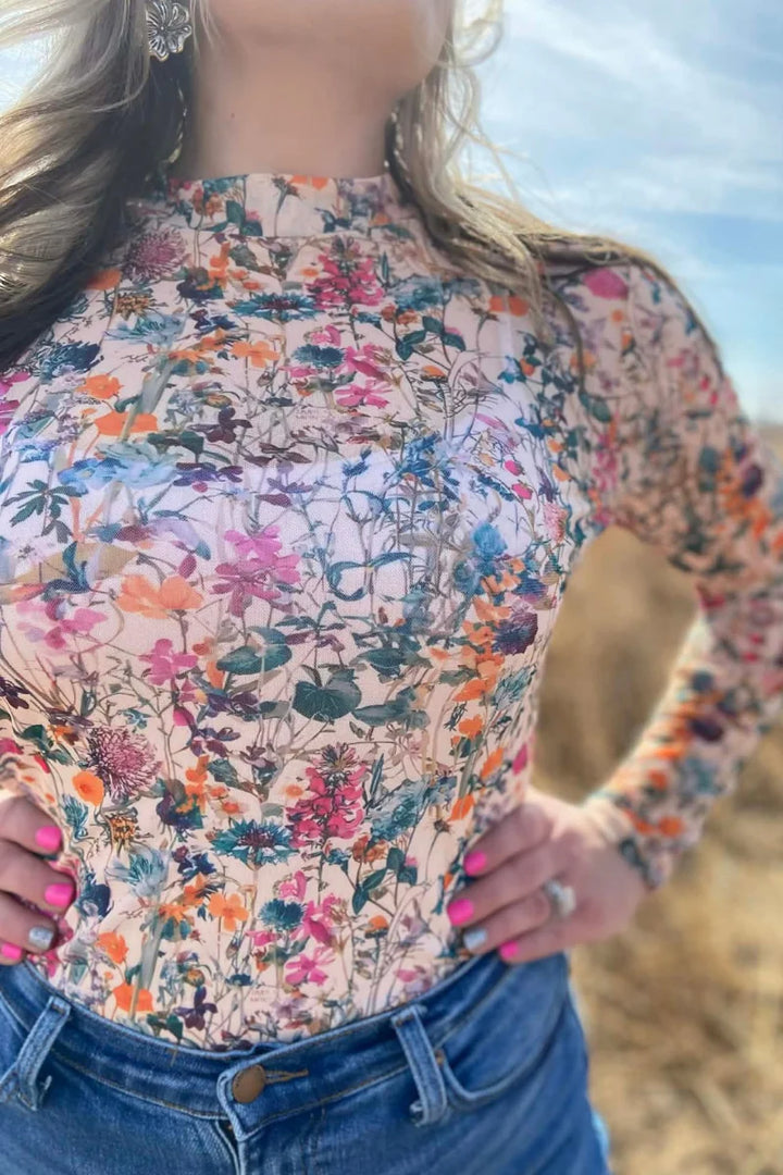 Sterling Kreek Field of Flowers Mesh Top
