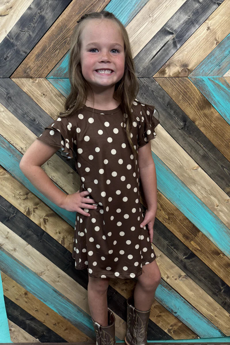 KIDS Sterling Kreek Mocha Dot Dress