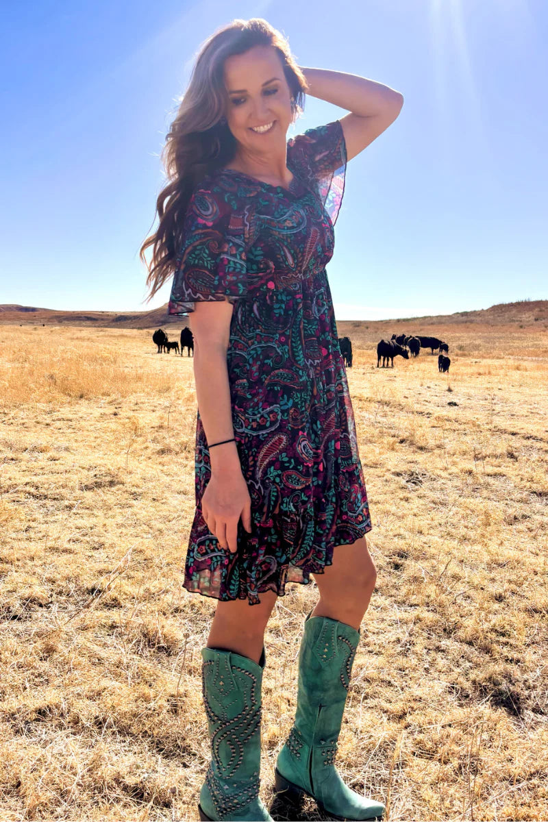 Sterling Kreek Painted Night Paisley Dress