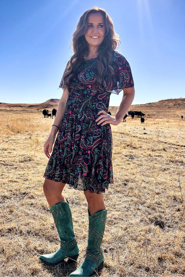 Sterling Kreek Painted Night Paisley Dress