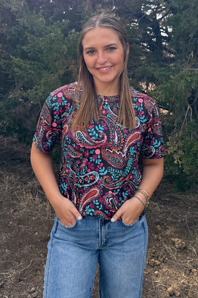 Sterling Kreek Painted Night Paisley Top