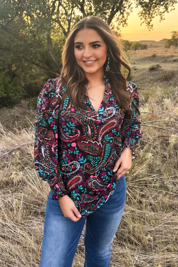 Wildberry Paisley Top