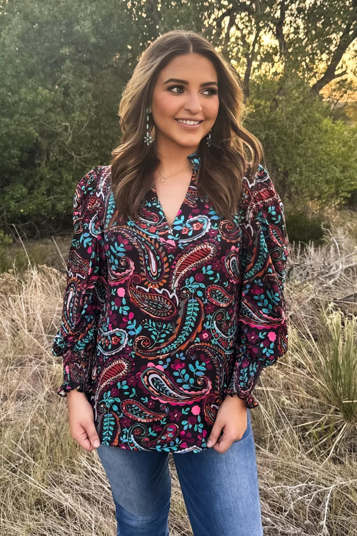 Wildberry Paisley Top