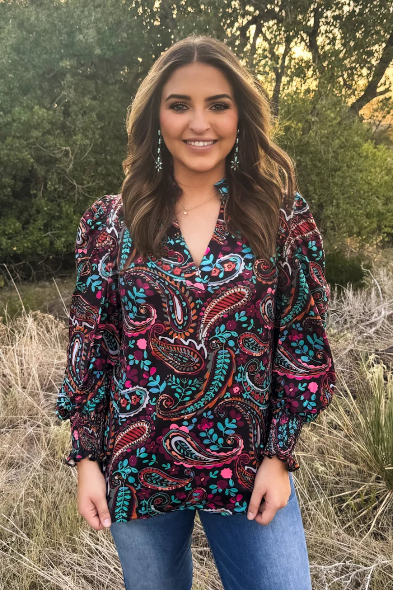 Wildberry Paisley Top