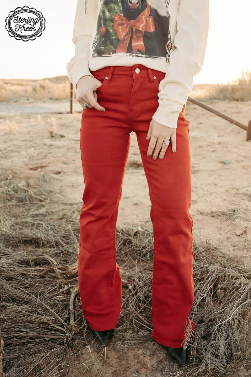 Walking West Denim Red Long | gussieduponline