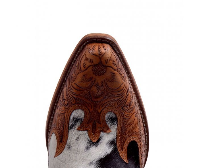 Frisco Blossom Hair On Hide Tooled Booties | gussieduponline