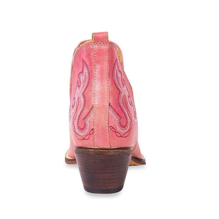 Myra Pink Maisie Leather Stitched Booties | gussieduponline