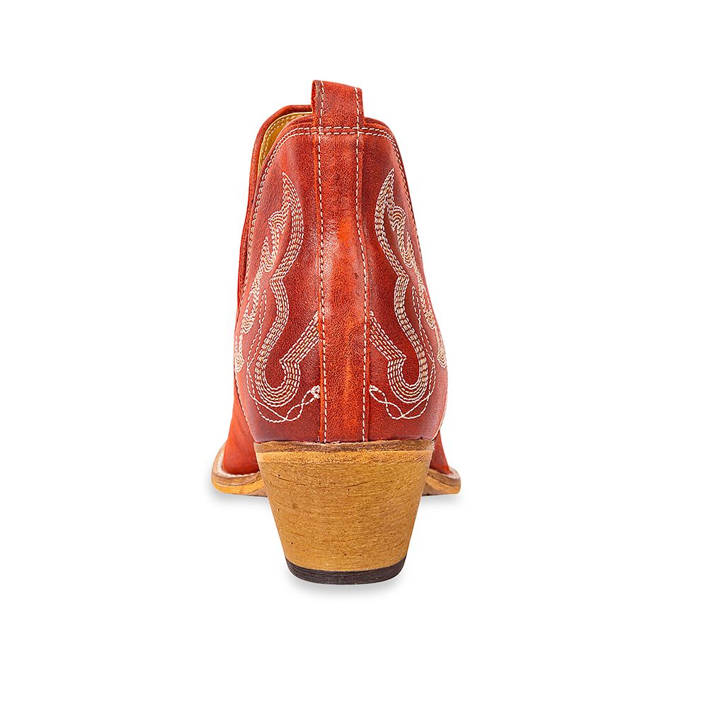 Myra Maisie Red Leather Stitched Booties | gussieduponline