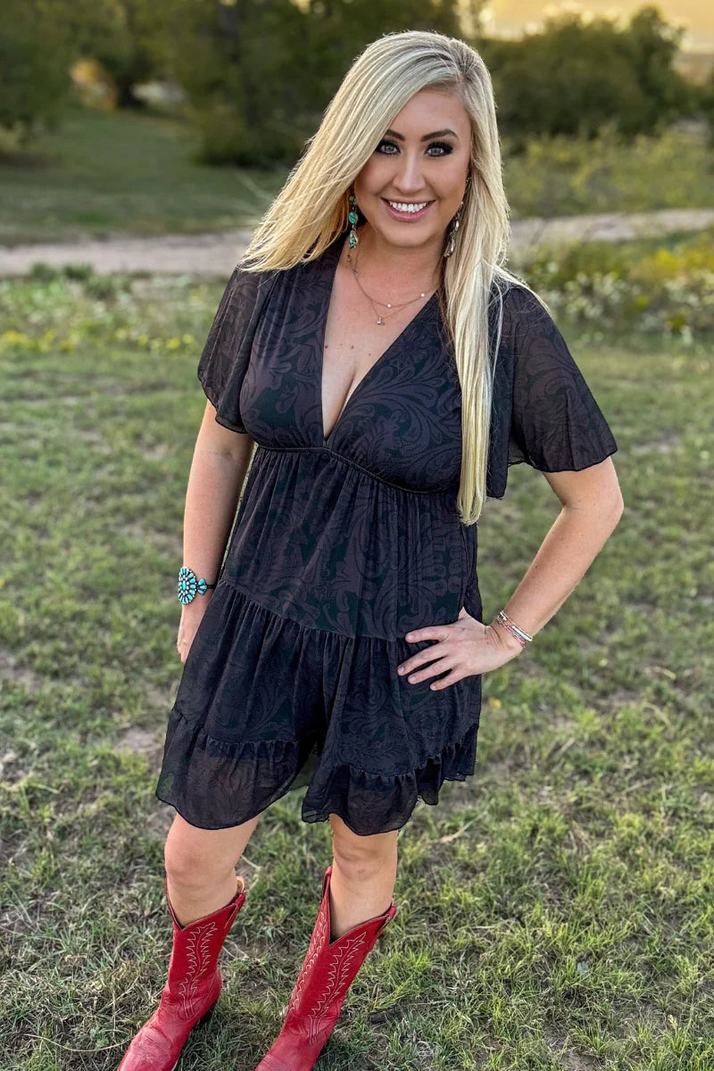 Sterling Kreek Tooled In Black Dress