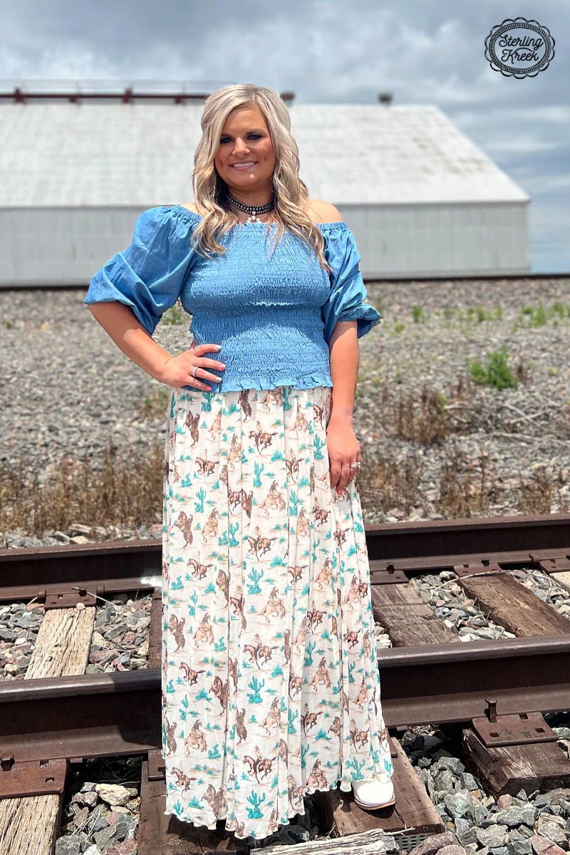 Sterling Kreek Denim Darling Light Blue Top | gussieduponline