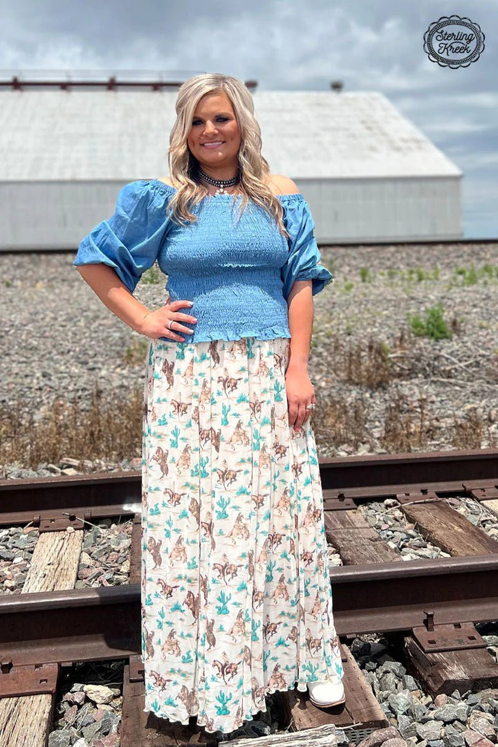 Sterling Kreek Denim Darling Light Blue Top | gussieduponline