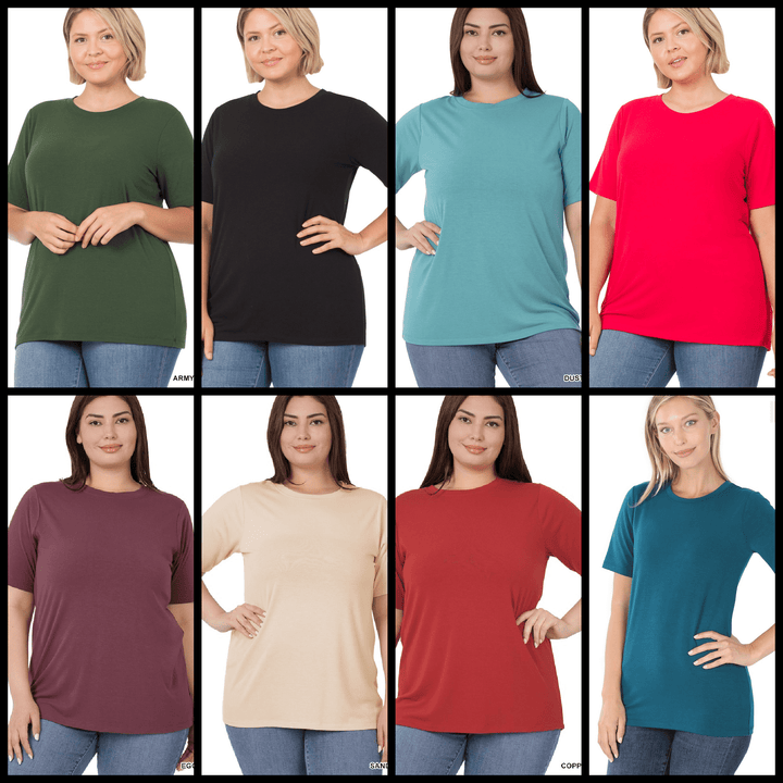 Plus Short Sleeve Round Neck Tee- soft | gussieduponline
