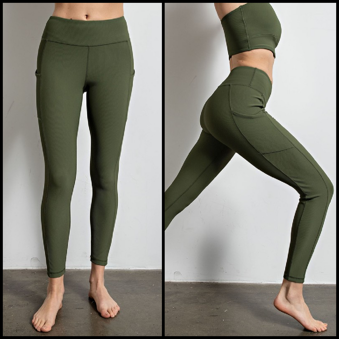 Ribbed Yoga Leggings With Pockets | gussieduponline
