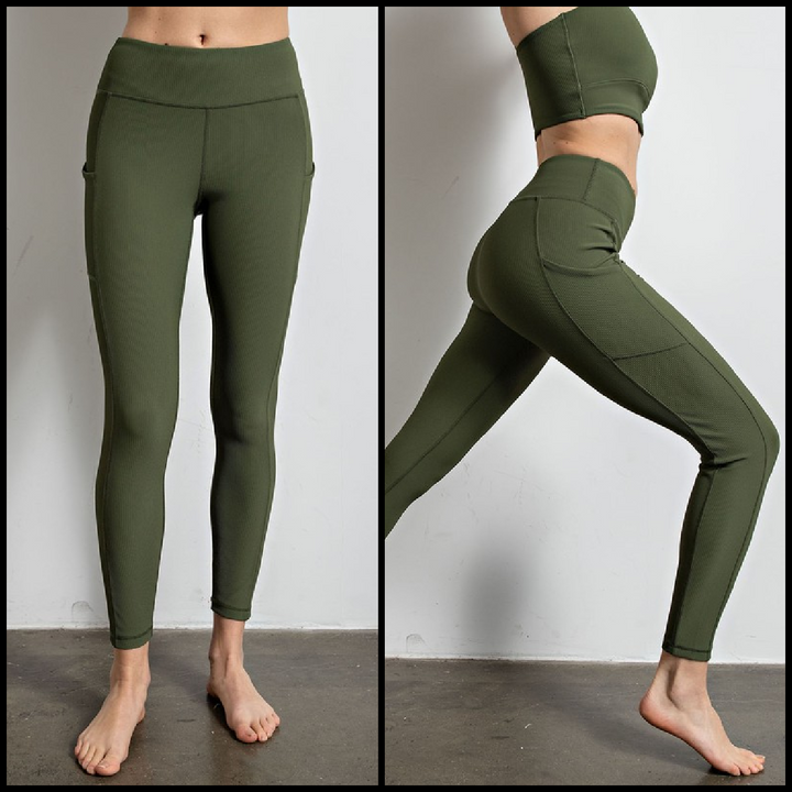 Ribbed Yoga Leggings With Pockets | gussieduponline
